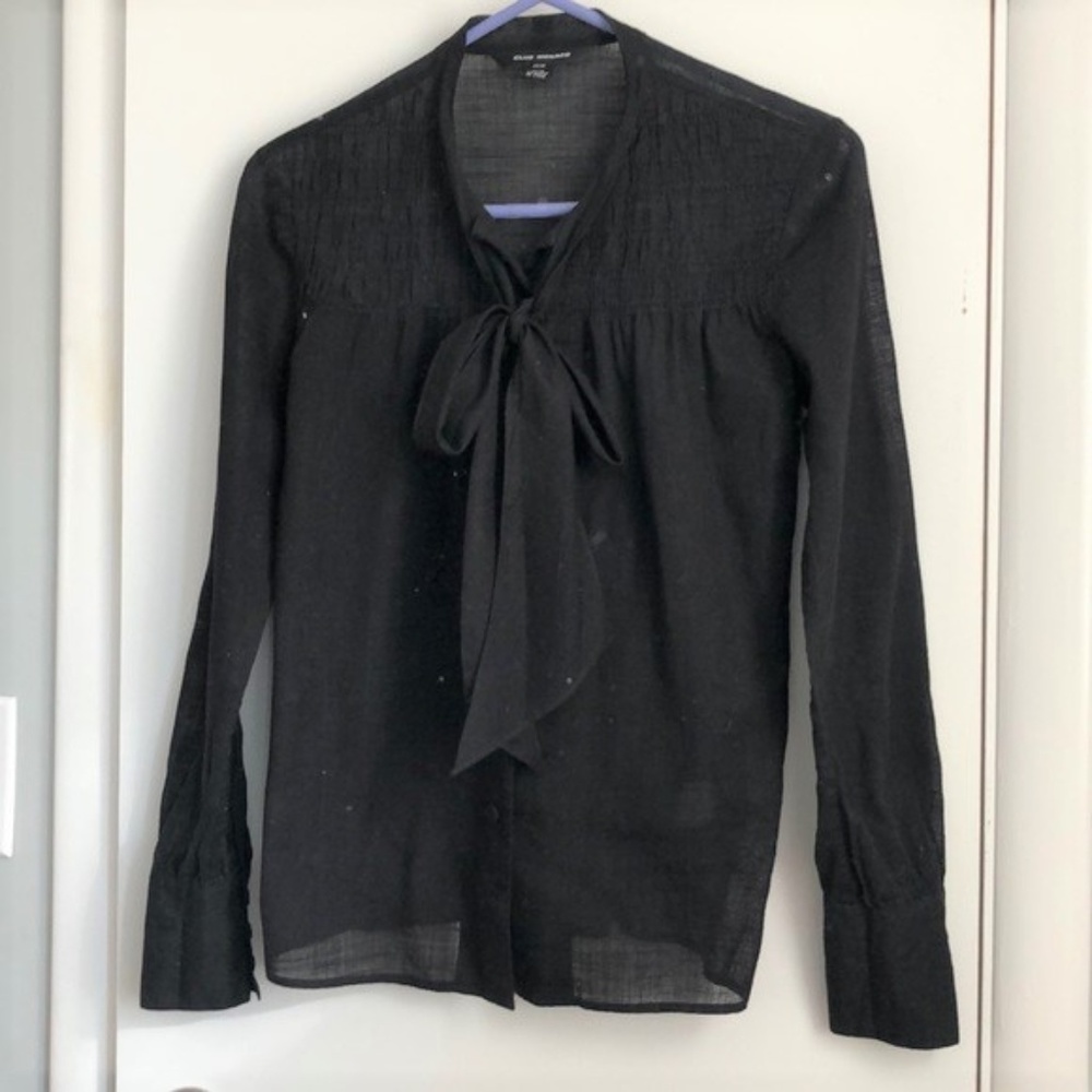 CLUB MONACO - Black Blouse w Tie - XS